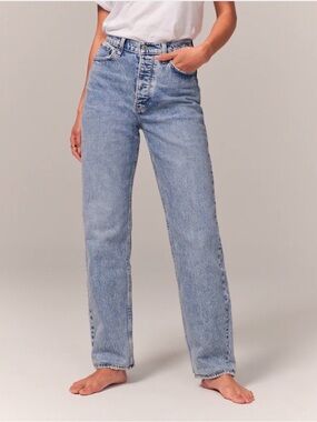 Abercrombie High-Rise Straight Leg Women’s Jeans - Light Blue